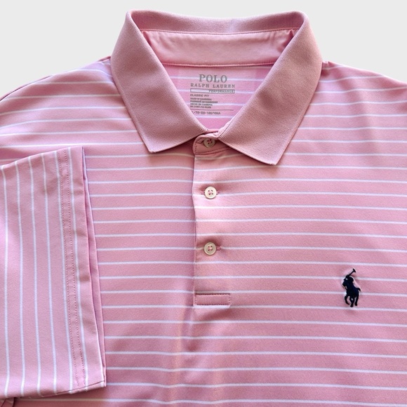 Polo Ralph Lauren Performance Shirt Men’s XL Pink Stripe Short Sleeve Wicking - Picture 9 of 13